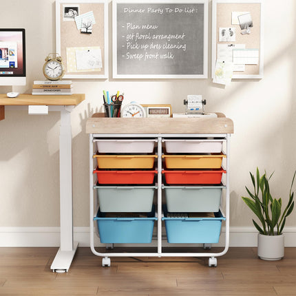 Dreamade Rolling Storage Cart with 10 Drawers, Utility Cart