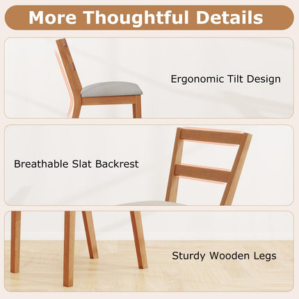 Dreamade Wooden Dining Chairs Set of 2/4 Farmhouse Upholstered Kitchen Chairs with Rubber Wood Legs & Fabric Padded Seat