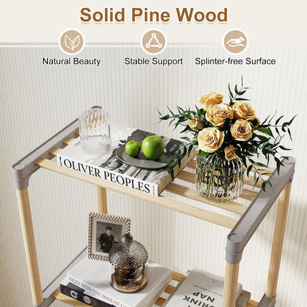 Dreamade 5-Tier Bookshelf | Pine Wood Bookcase with Freestanding Storage Organizer