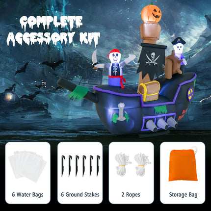 DREAMADE 7 FT Inflatable Halloween Pirate Ship for Outdoor Yard