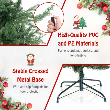 Dreamade 6ft Faux Hinged Xmas Full Tree with 240 Warm White LED Lights, 778 Branch Tips