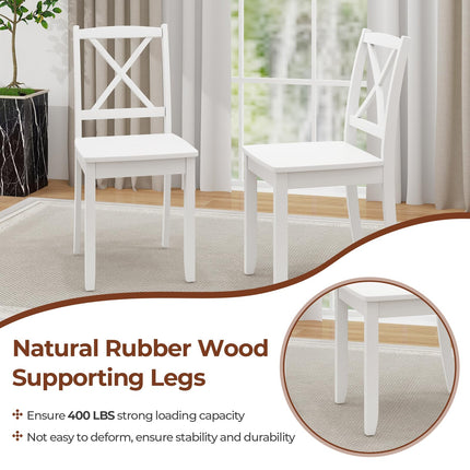 Dreamade Wood Dining Chairs, Armless Kitchen Chairs w/Rubber Wood Legs & Curved Backrest