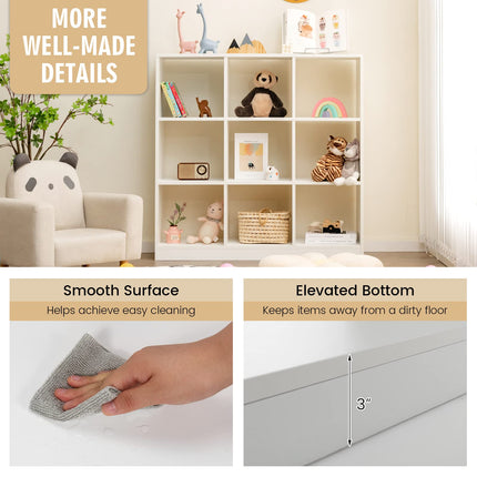 Dreamade 9-Cube Bookcase White - 4-Tier Freestanding Open Bookshelf