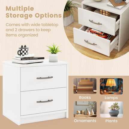 Dreamade Nightstand with 2 Drawers, Modern Night Stand with Storage Drawers, Compact Floor Sofa Side Table for Small Spaces