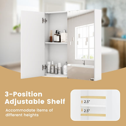 Dreamade Medicine Cabinet, 24.5" x 25.5" Bathroom Wall Cabinet with 2 Mirror Door