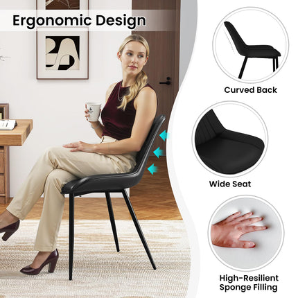 Dreamade Dining Chairs Set of 4 PU Leather Upholstered Kitchen Dining Room Chairs
