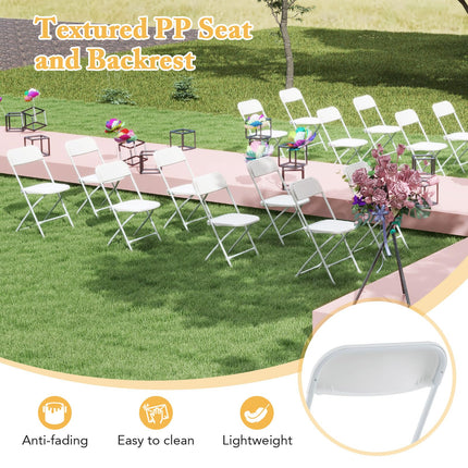 Dreamade Folding Chair with Plastic Seat & Back, Heavy-Duty Metal Frame