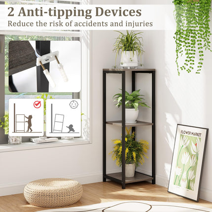 Dreamade 3 Tier Tall Plant Stand Indoor, 36 Inch Corner Plant Holder with Metal Frame