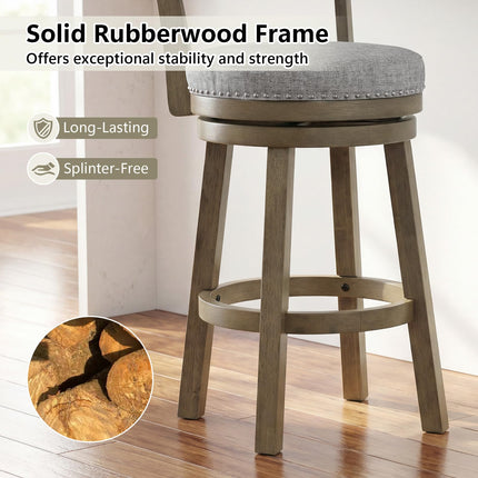Dreamade Swivel Bar Stool | 27" Counter Height Stool with Linen Fabric Upholstered Seat & Back
