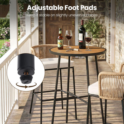 Dreamade 41-inches Patio Bar Table Acacia Wood Pub Table
