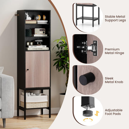 Dreamade 57” Tall Bathroom Storage Cabinet, Bathroom Floor Cabinet with Door, Adjustable Shelves & Foot Pads