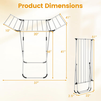 Dreamade Folding Clothes Drying Rack Freestanding Aluminum Laundry Drying Rack