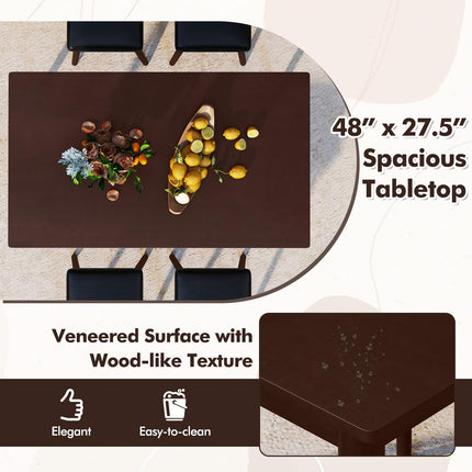 Dreamade 5-Piece Dining Table Set for 4 - Dining Table with 4 Upholstered Stools, Rubber Wood Legs