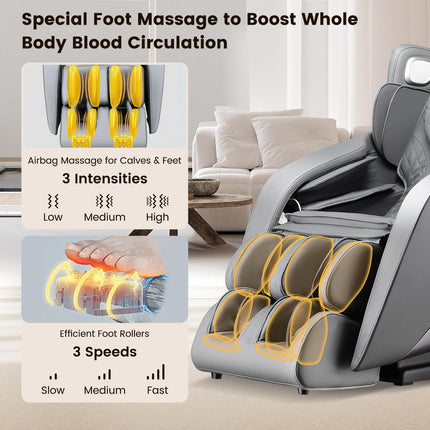 Dreamade Comfort Full Body Massage Chair with SL Track Airbags Heating-Gray