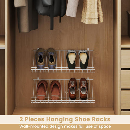 Dreamade Wall Mounted 24" Shoe Rack Set of 2 Metal Wire Storage Shelf