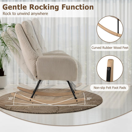 Dreamade Upholstered Rocking Chair Nursery Glider Rocker with Padded Backrest and Seat