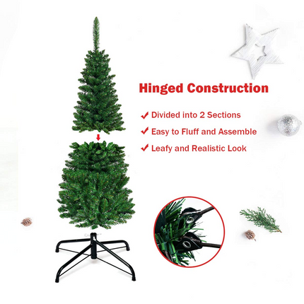Dreamade 4.5FT / 6.5FT / 7.5FT Prelit Pencil Christmas Tree, Premium Hinged Fir Tree - DreamadeUS