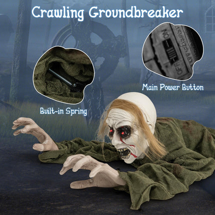 Dreamade Halloween Skeleton Groundbreaker Decoration, Sound-Actived Halloween Party Decoration