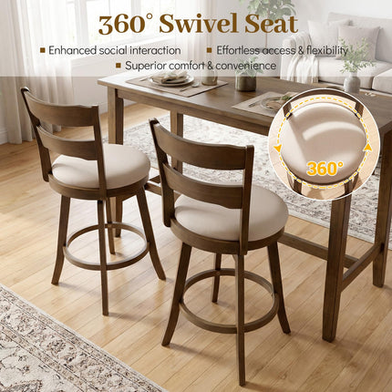 Dreamade 25" Swivel Bar Stools Set of 2/4 with Fabric Upholstered Seat
