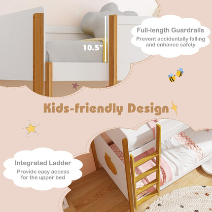 Dreamade Wood Twin Over Twin Bunk Bed
