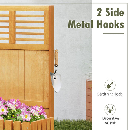 Dreamade Set of 1/2 Raised Garden Bed with Trellis, 41” Wooden Potted Plant Box w/Privacy Screen