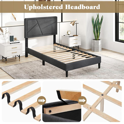Modern Queen/Full/Twin Size Upholstered Platform Bed Frame with Geometric Tufting Headboard