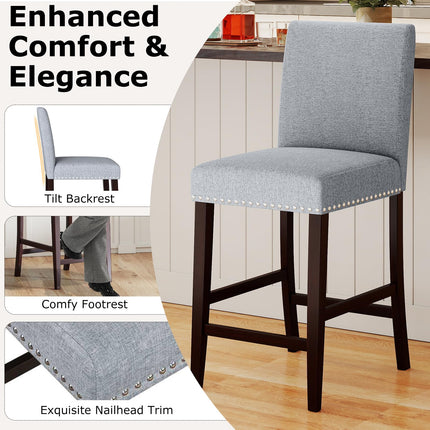 Dreamade Modern Bar Stools Set of 2/4 26" Upholstered Counter Height Bar Stools w/Tilt Backrest