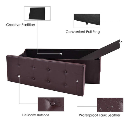 Dreamade 45" Folding Storage Ottoman Bench, Faux Leather