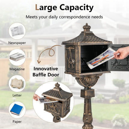Cast Aluminum Mailbox with Post - Dreamade