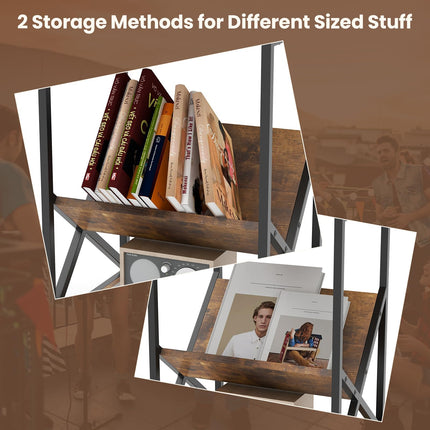 Dreamade Record Player Stand, 3-Tier End Table w/ V-Shaped Magazine Holder, Turntable Stand with Record Storage Up to 80 Albums