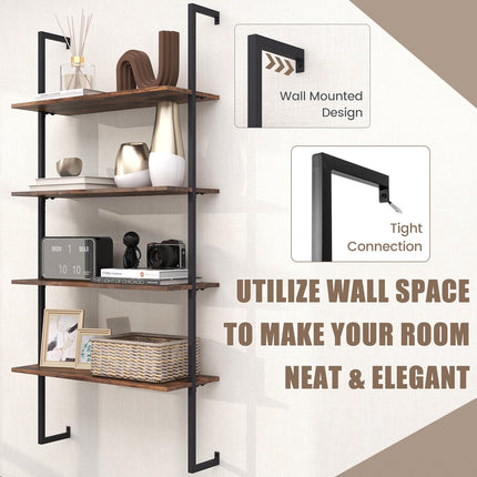 Dreamade 4 Tier Modern Wall Mounted Bookshelf Set