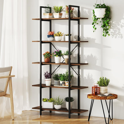 Dreamade 5 Tier Industrial Bookshelf for Living Room Bedroom Study