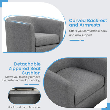 Dreamade Swivel Accent Chair with Ottoman, Modern Barrel Club Chair w/Footrest