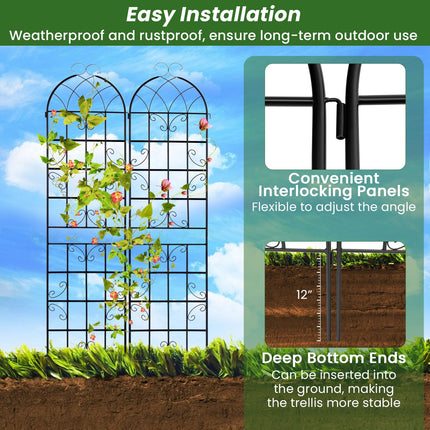 Dreamade 2 Pack Trellis for Climbing Plants Outdoor, 7 FT Tall Galvanized Steel Garden Trellis