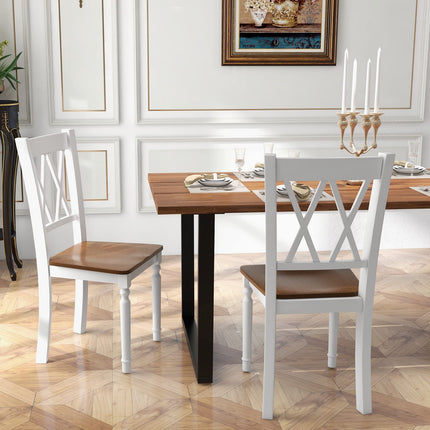 Dreamade Dining Room Chairs Set of 4 White - Wooden Farmhouse Kitchen Chairs with Rubber Wood Seat