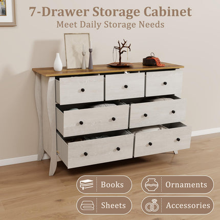 Dreamade Storage Cabinet with Foldable & Detachable Fabric Drawers, Anti-Tipping Kit, 47” x 15” x 30.5” Farmhouse Floor Cabinet