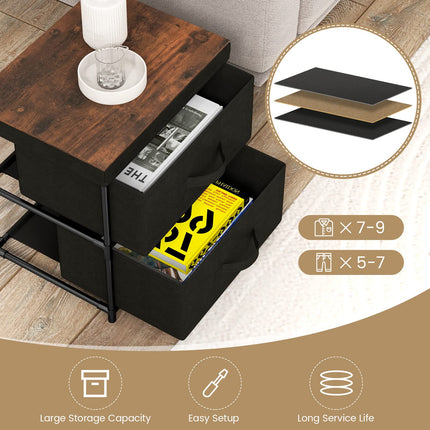 Dreamade Nightstand Set of 2 with 2 Fabric Drawers