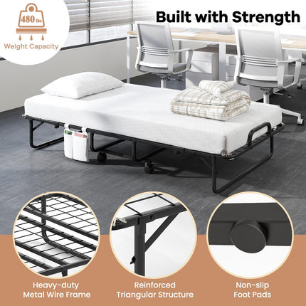 Dreamade Twin Folding Bed with 5 Inch Mattress