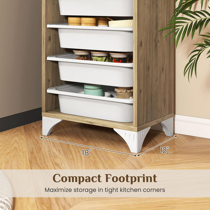 9-Tier Fruit and Vegetable Storage Rack Freestanding Wooden Pantry Organizer Cabinet