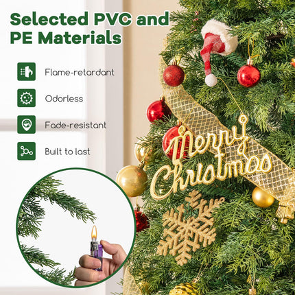 Dreamade 7.5ft Artificial Christmas Tree, Unlit Green Hinged Xmas Full Tree with 1019 Lush Branch Tips