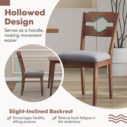Dreamade Wooden Dining Chairs Set of 2/4, Rubber Wood Dinner Chair w/Hollowed Backrest & Padded Seat