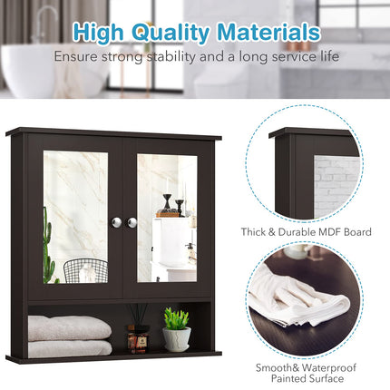 Dreamade Medicine Cabinet, Bathroom Wall Cabinet with 2 Mirrored Doors, Adjustable Shelf