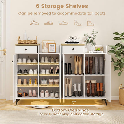 Dreamade Shoe Cabinet with Doors, 6-Tier Shoe Organizer Cabinet with Drawer