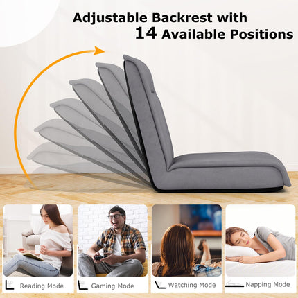 Dreamade Floor Chair, Lazy Sofa with 14-Poistion Adjustable Backrest & 5-Position Adjustable Headrest, Padded Sleeper Bed