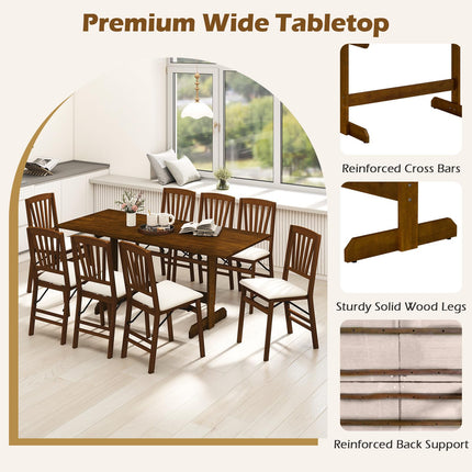 Dreamade 71" Dining Table with H-shaped Rubber Wood Leg and Wood Grain Tabletop