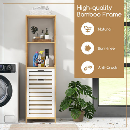 Dreamade Tilt Out Laundry Hamper - Laundry Hamper Cabinet with 3 Tier Storage Shelves, Removable Laundry Basket