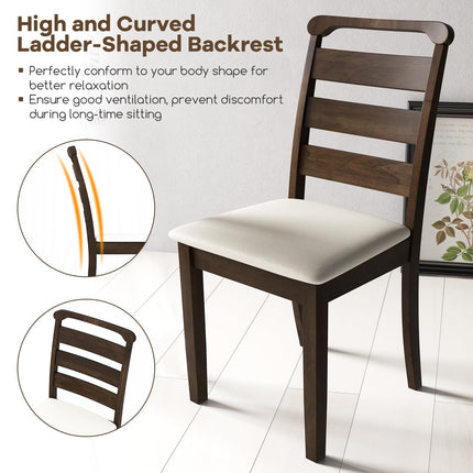 Dreamade Wooden Dining Chairs Set of 2/4, Upholstered Kitchen Chairs w/Rubber Wood Frame, Padded Seat