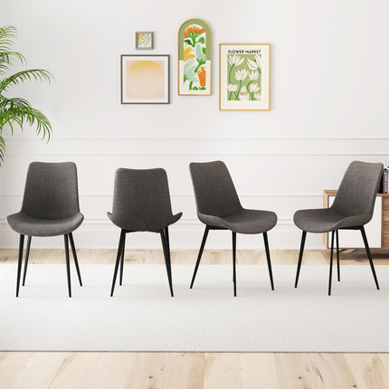 Dreamade Dining Chair Set of 4 Upholstered Kitchen Side Chairs w/Metal Legs Padded Seats & Backs
