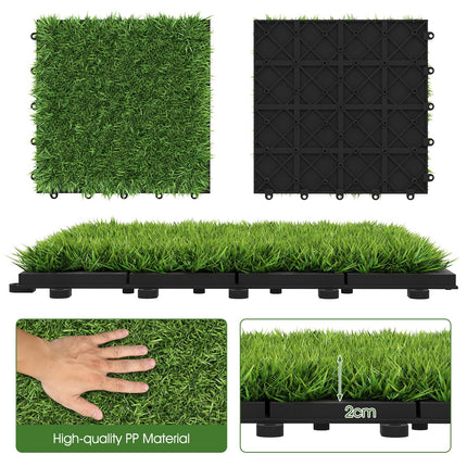 Dreamade 12” x 12” Pack of 30 Fake Grass Turf Tiles Set