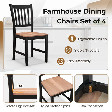 Dreamade Wooden Dining Chairs Set of 4, Farmhouse Kitchen Chair with Rubber Wood Legs